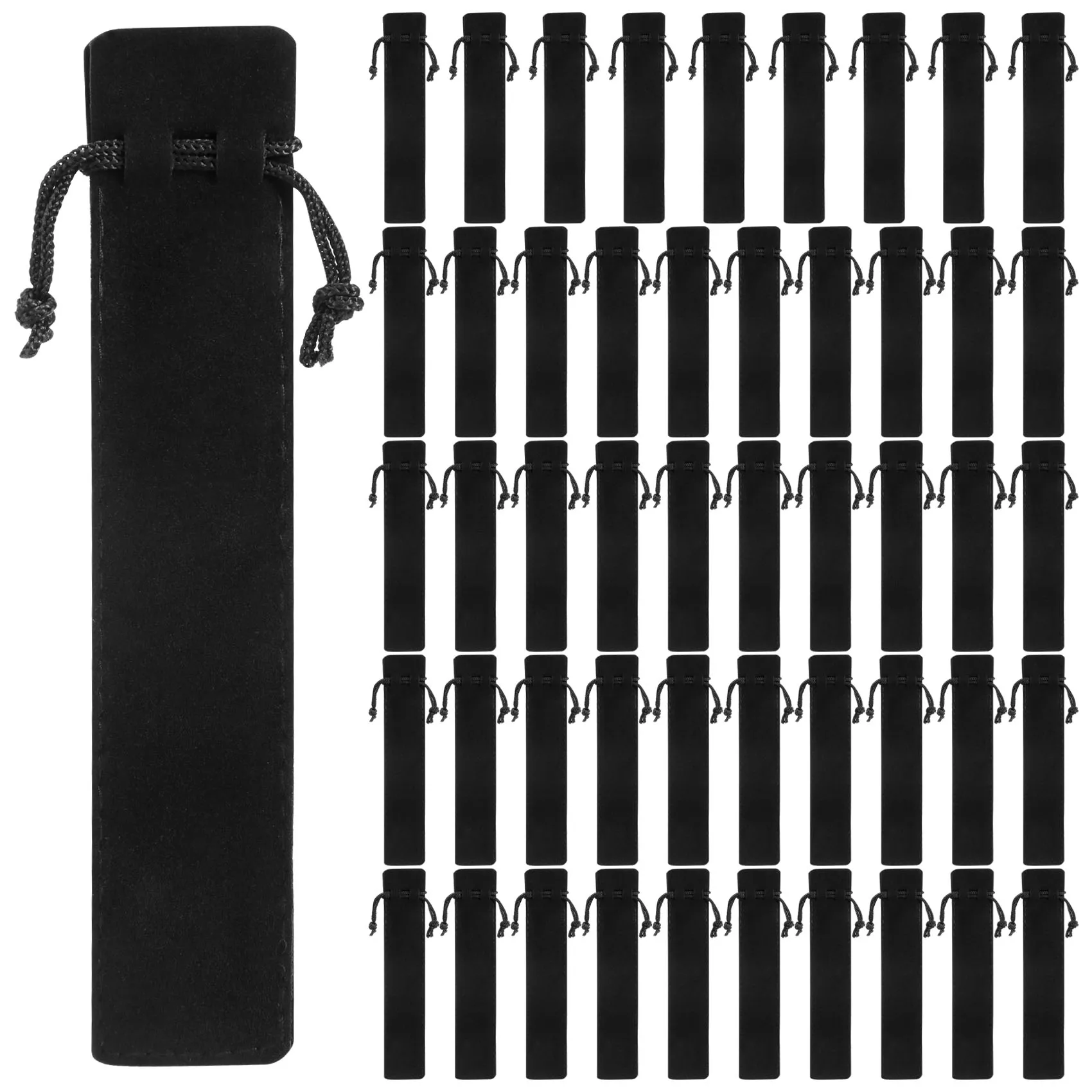 -NEW 50 Pcs Black Velvet Pen Pouch Sleeve Holder Single Pen Bag Case Pencil Bag