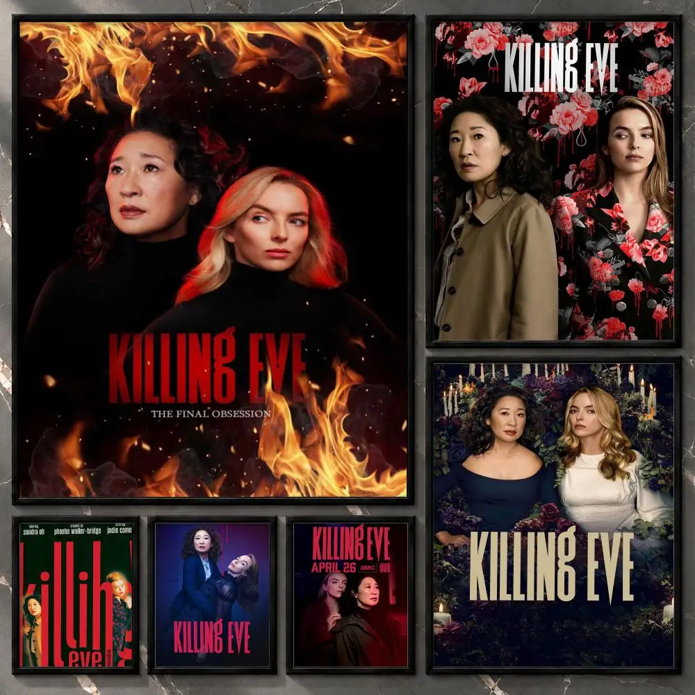 Killing Eve Spy Thriller Dangerous Obsession Dark Comedy Series Poster Aesthetic Unframed Wall Prints for Bedroom & Living Room
