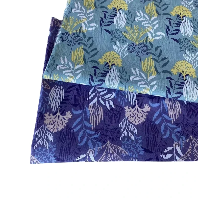 140x50cm Full Cotton Poplin Beach Style Leaf Fabric, for Kids' Shirts Women's Clothing Dress Anti-Mosquito Sewing Cloth