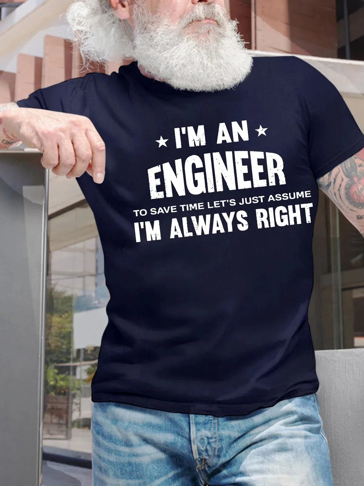 Men’s I’m An Engineer To Save Time Let’s Just Assume I’m Always Right Crew Neck Cotton Regular Fit Casual T-Shirt