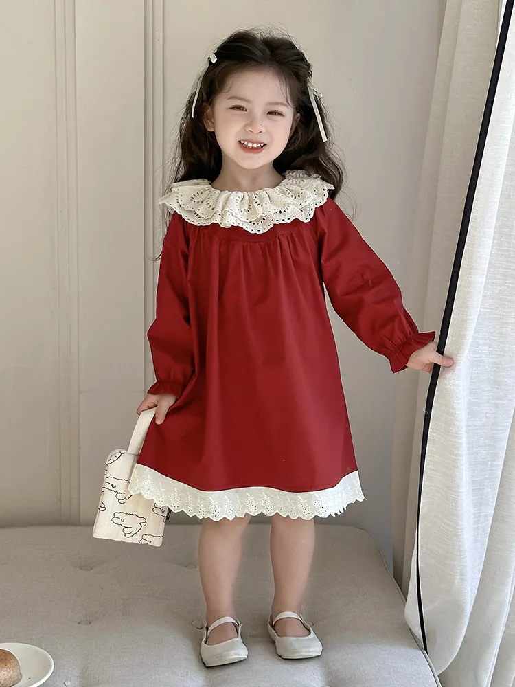 

A2025Girls Spring and Autumn New Style Long Sleeve Lace Princess Dress