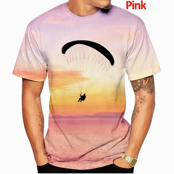 Summer Men Paragliders Flight Short Sleeve Causal Harajuku T-shirt Tops