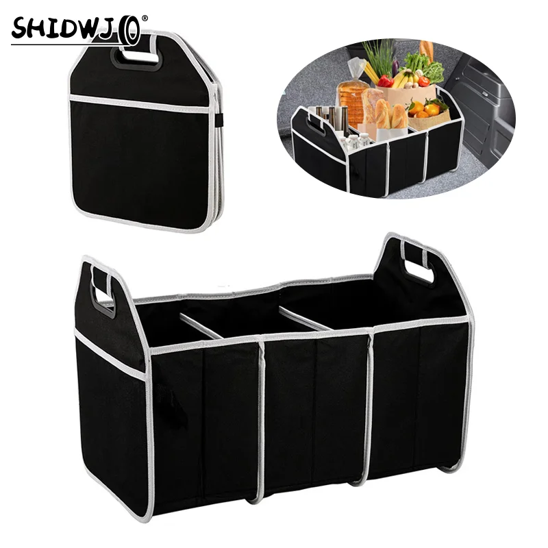 Car Trunk Storage Box Extra Large Collapsible Organizer With 3 Compartments Home Car Seat Organizer Car Accessories