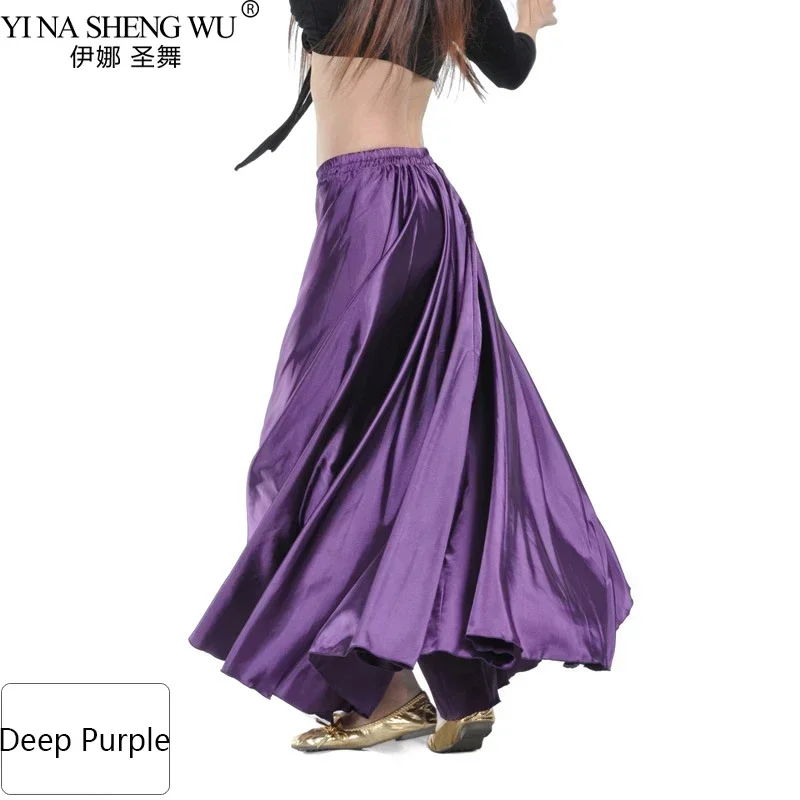 Jupe longue gitane de danse du ventre en Satin, grande balançoire, jupe de soleil Flamenco espagnole à 360 degrés, 14 couleurs, Costume de danse pour femmes danseuses