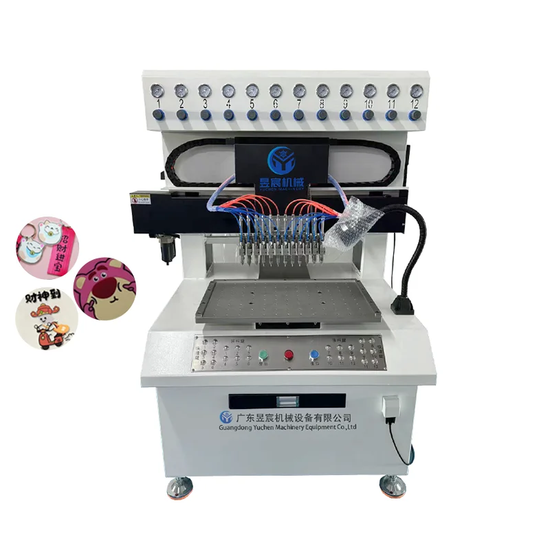 12 Colors Automatic Motor PVC Silicone Trademark Dispensing Machine Clothing Decoration PVC Patch Rubber Injection Machine