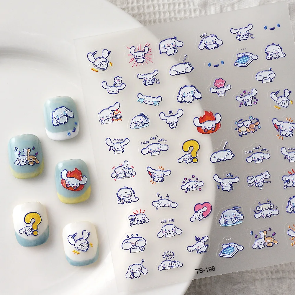 Sanrio Geprägte 5D Nagelaufkleber Anime Nagelkunst-Zubehör Kero Kero Keroppi My Melody Hello Kitty Aufkleber Nageldekoration Abziehbilder – Detail 4