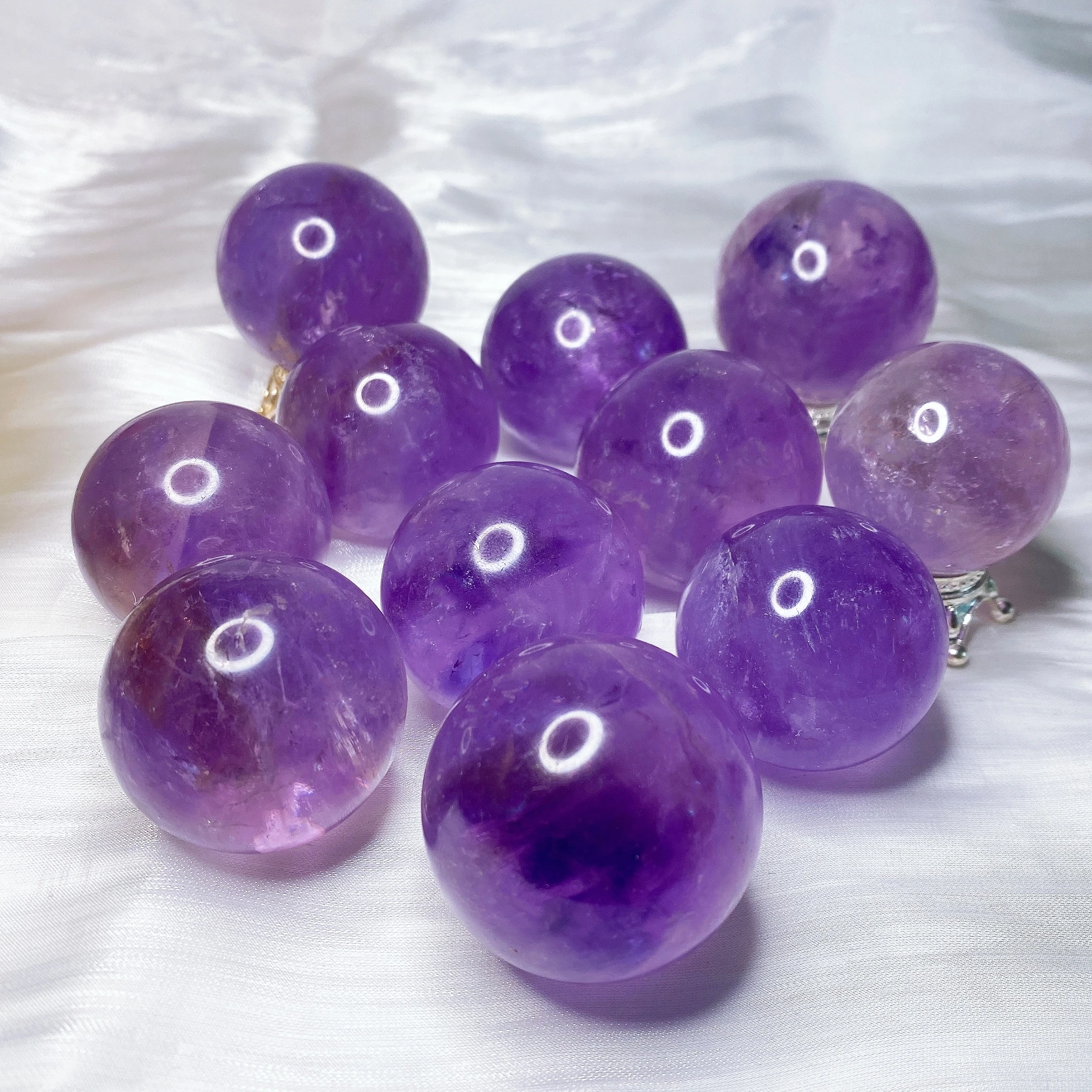 1.6‘’ Natural Amethyst Spheres Ranbow Crystal Ball Quartz Gemstone Prediction Ball Reiki Healing Gift Home Decoration