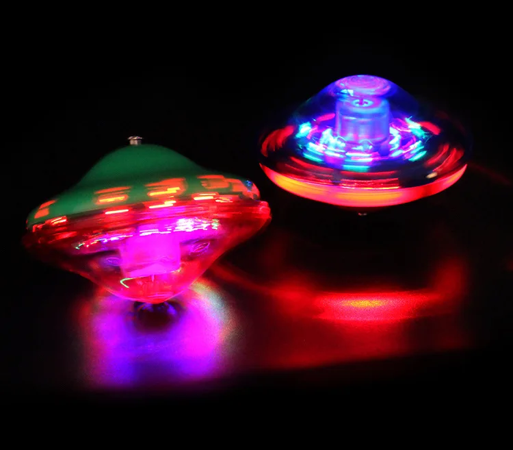 1 Pcs Novidade Engraçado Elétrico Piscando Auto-rotação Deriva Colorido Musical Giroscópio Crianças Light-up Deriva Giroscópio