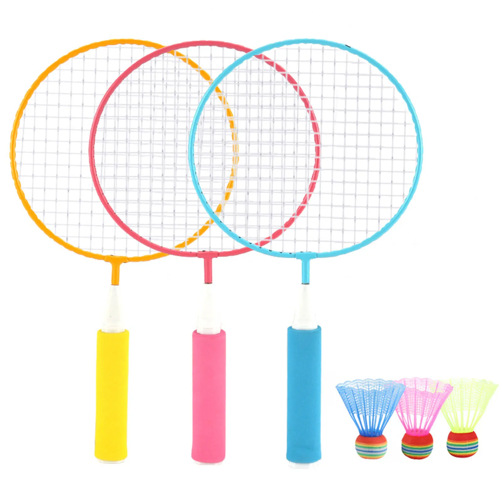 Badminton Racket Children Badminton Racket Set Alloy Frame Falling Resistant Comfortable Grip Large Mesh for Outdoor Exercise