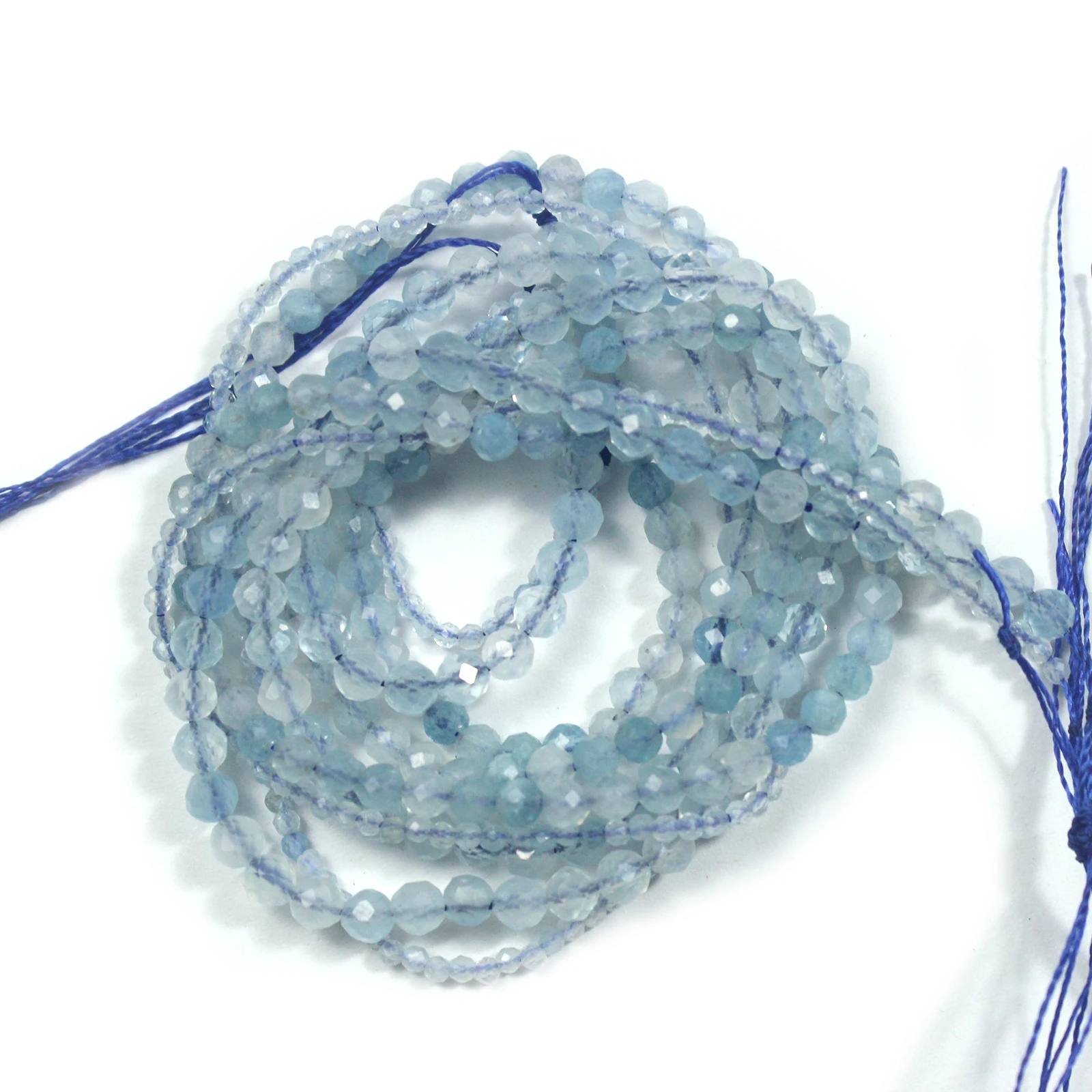 Natural Aquamarine Faceted Gemstone Round Stone Loose Beads With Cut Surfaces for Jewelry Making DIY Bracelets Necklace Strand
