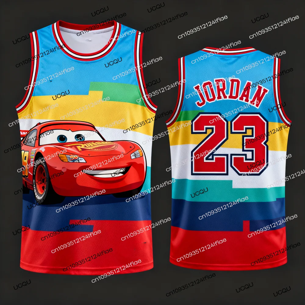 2025 الوافدين الجدد سيارات لايتنينج ماكوين إصدار خاص الأردن # 23 سترة كرة السلة جيرسي للأطفال كارتون كرة السلة الرياضية #3