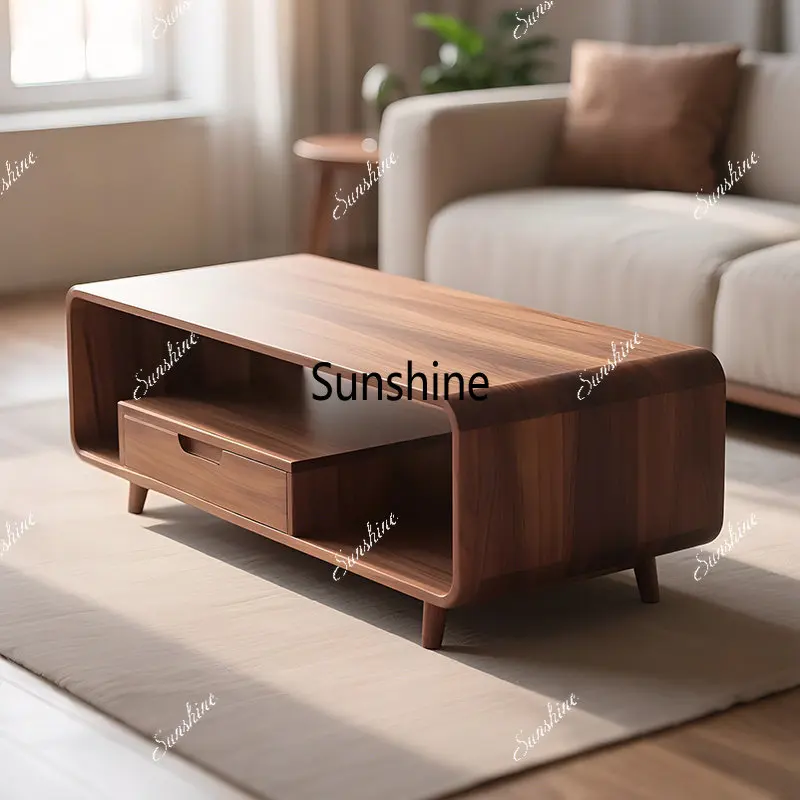 

Household small apartment simple modern high-end solid wood tea table