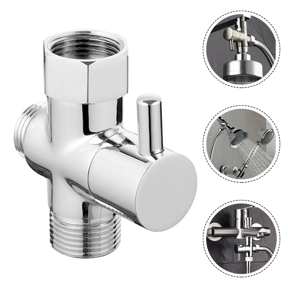 

G1/2in 3 Way Brass Diverter Valve T Adapter Converter Chrome 0.6-1.5mpa For Shower Head Diverter Valve Household Bathroom Parts