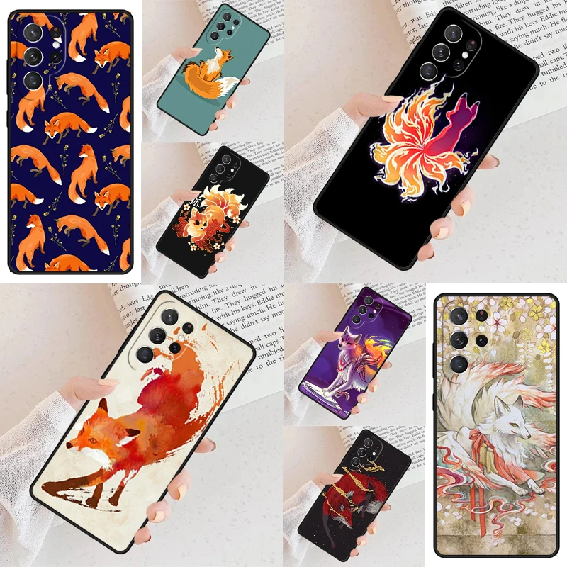 Kitsune Fox Art SOFT Cell Phone Case for Samsung Galaxy S26 Ultra S25 S24 S23 S22 S21 S20 Note10 Cover