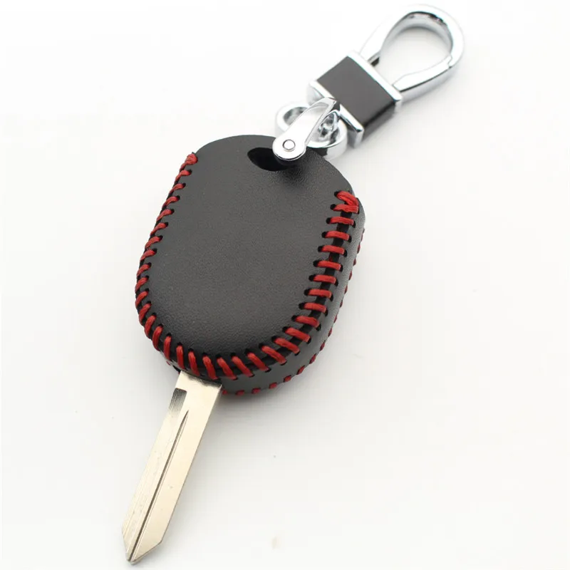 FLYBETTER Genuine Leather 5Button Smart Key Case Cover For Ford Edge Explorer Ranger Expedition Mustang Escape Taurus