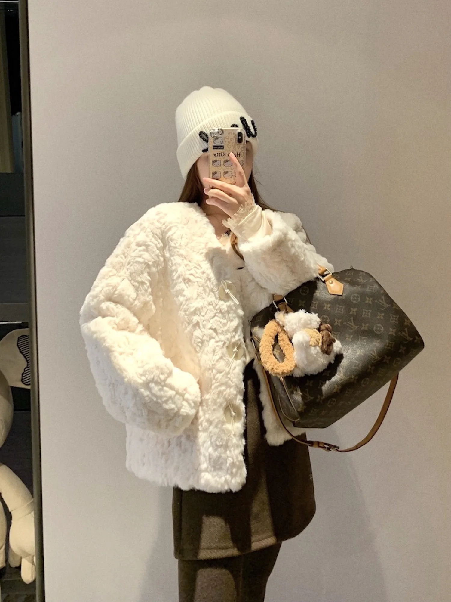 

Утепленное зимнее пальто Linzi Soft Plu с белым мехом, комфортное для повседневной носки, свободного кроя, женское короткое пальто