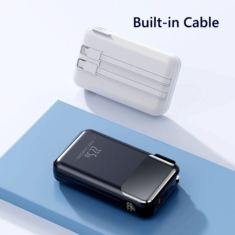 20W Power Bank 20000mAh Fast Charging Portable Powerbank with Cables External Battery for Samsung iPhone 15 13 12 Mini Poverbank