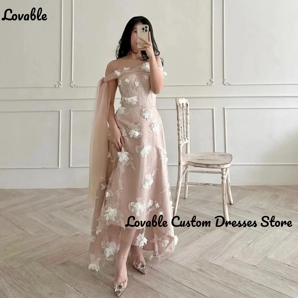 

Customized Evening Dress Mermaid Off-The-Shoulder Neckline Floor-Length Elegant Party Dresses For Women Zipper Up Hand-Made Flow