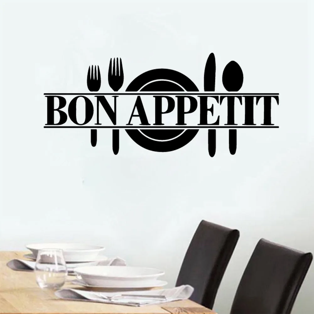 1 pc Drop Shipping bon appetit and kitchen Wall Stickers Creative For Kids Rooms Decoration Decal Creative Stickers