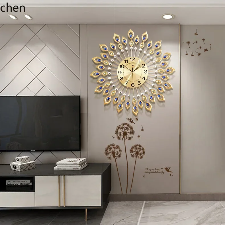 TQH-i7.7 Light Luxury  Living Room Wall  Iron Art Creative Decorative  Fashionable Electronic Alarm  Quartz