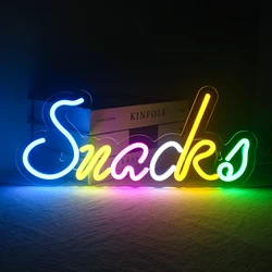 Snacks Coloridos Sinal de Neon para Wall Decor, LED Neon, Alimentado por USB, Snack Bar, Lanchonete, Restaurante, Cafés, Pubs