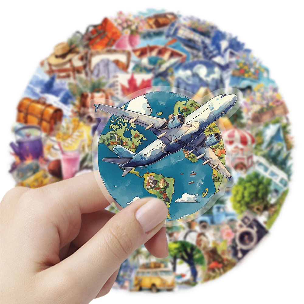 

10/30/50pcs Creative Outdoor Travel Stickers Fresh Simple Aesthetic Decals Luggage Notebook Phone Transparent Sticker Decoration