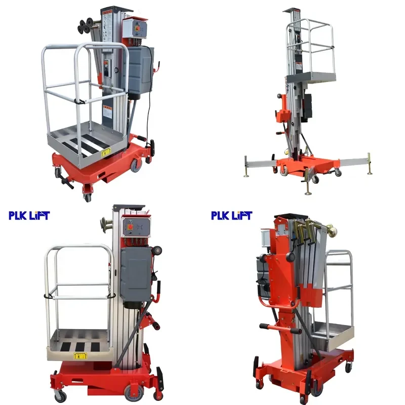 2026 CE PLK LIFT Mobile Aluminum Hydraulic Single Mast Lift Manual Move Aerial Elevator Through-Door Overload Protection