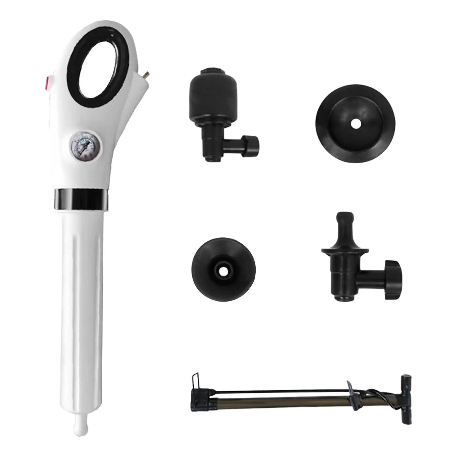

High Pressure Toilet Plunger Air Drain Blaster with 4 Heads Sink Pipe Dredge Cleaner for Bathroom Kitchen Floor Drain