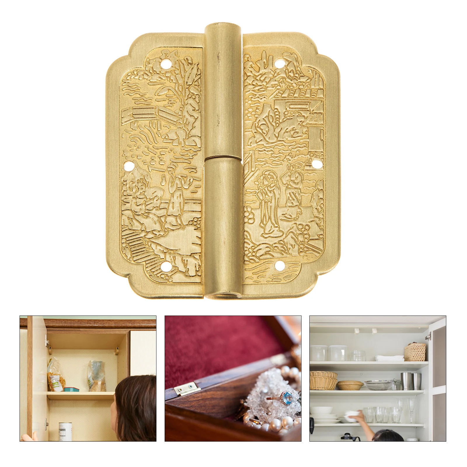 

Brass Hinges Vintage Cabinet Self Closing Door Decorative Small Boxes Furniture Hardware Durability Exquisite Multi Positioning