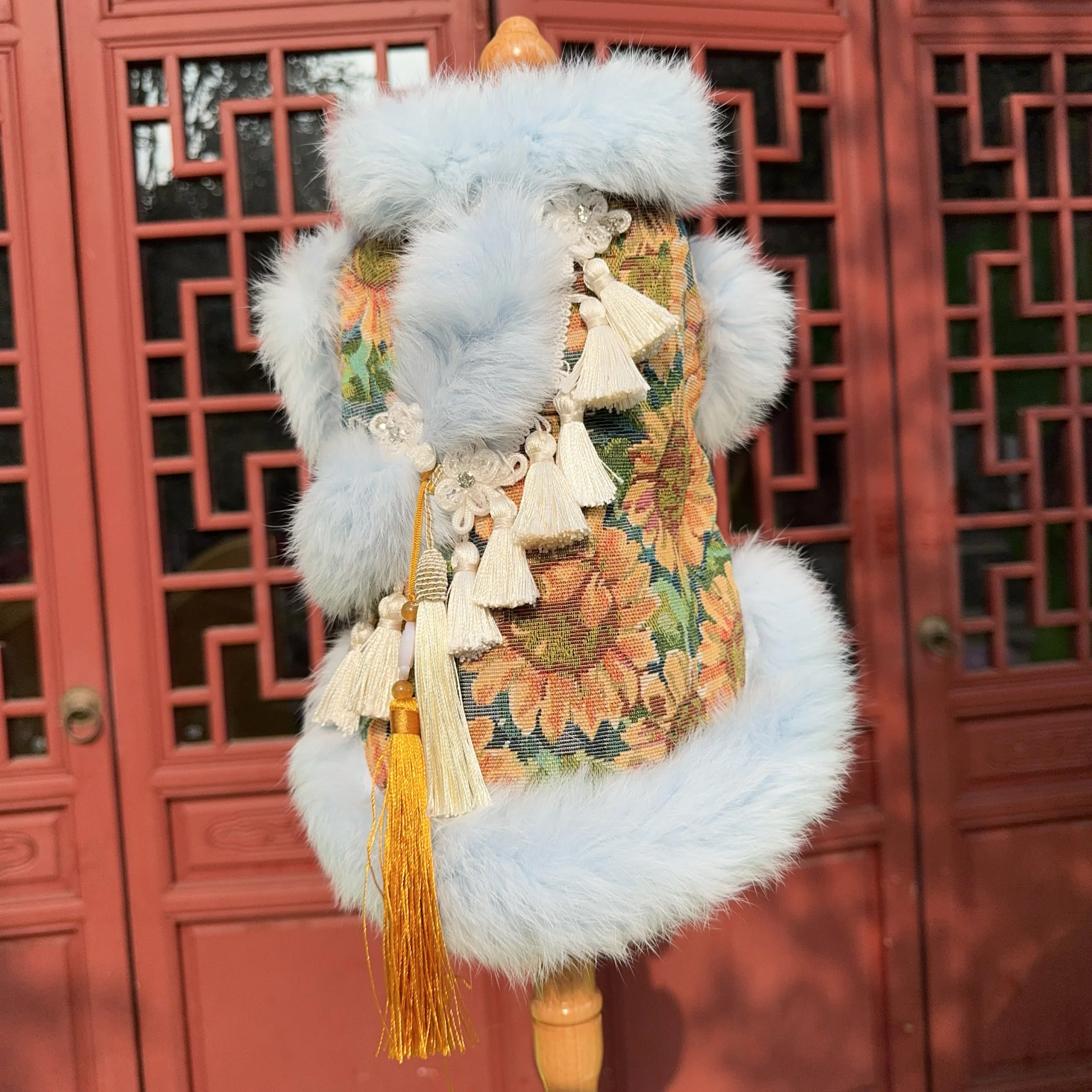 

Winter Thick Plush Warm Vest Coats For Small Medium Dogs Retro Fine Sunflower Print Jacket Coats Pet Dog Clothes XS-XL Poodle