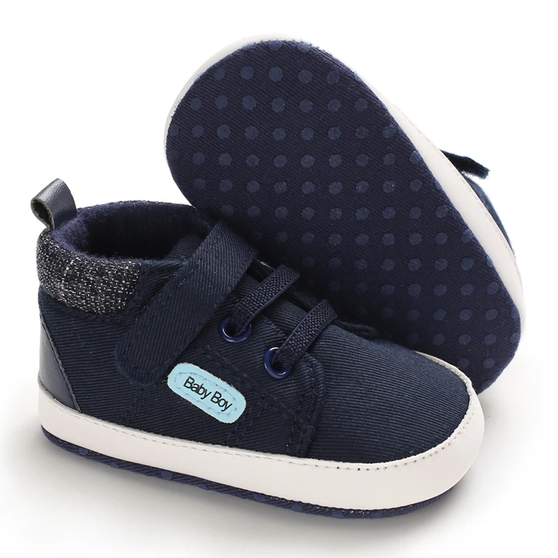 Frühling und Herbst neue modische und schlichte High-Top-Stoffschuhe für Neugeborene, bequeme Lauflernschuhe mit weicher Sohle für Anfänger – Detail 7