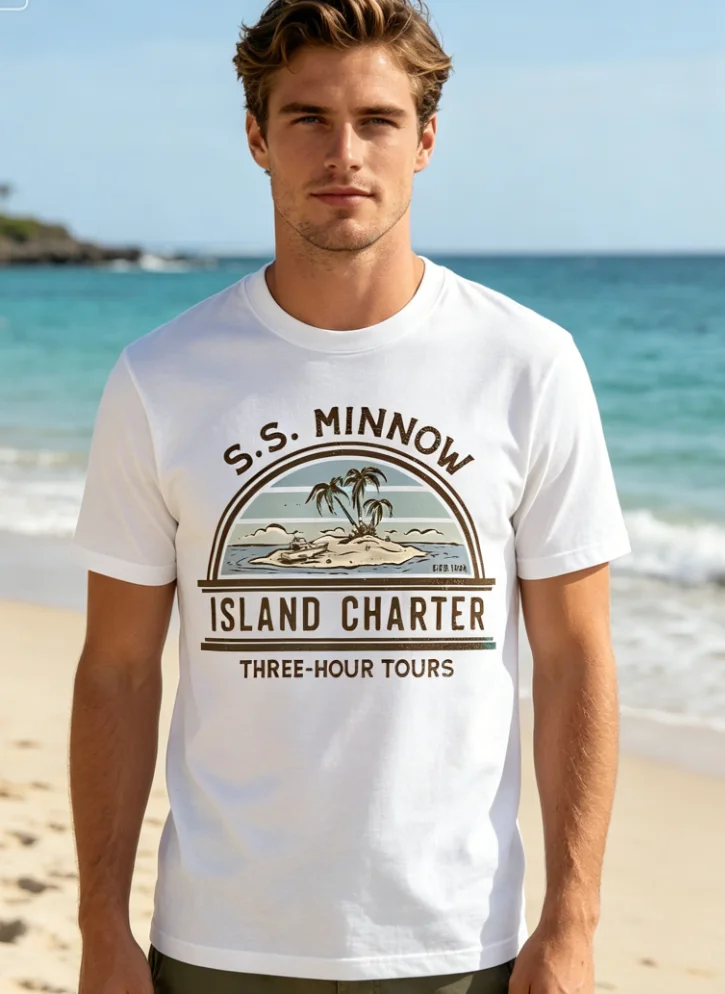 Vintage Fashion Rental - Camiseta masculina vintage SS MINNOW Island