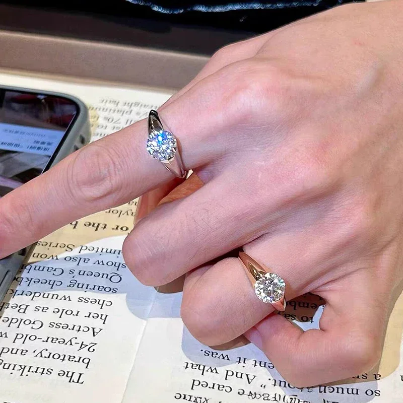 FCGJHW 2CT Moissanite Ring S925 Sterling Silver for Women Sparkling Planet Shape Diamond Wedding Band Jewelry GRA 2026