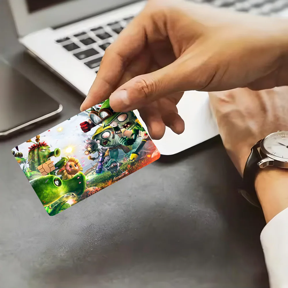 P-Pla-nts-VS-Zom-biesAnmie غطاء جلدي لبطاقة الائتمان وبطاقة الخصم البنك الأمامية #4