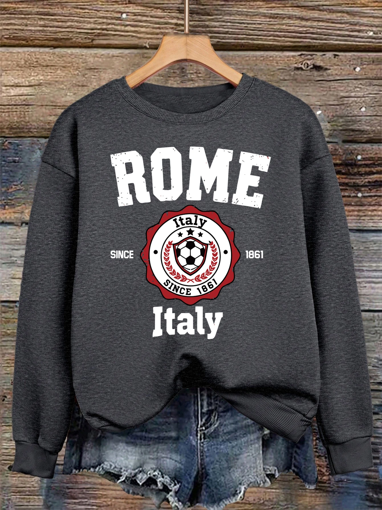 

Рим, Италия, город 1831, дизайн, женский свитшот, повседневная уличная одежда с круглым вырезом, осенняя разноцветная одежда, флисовый свободный пуловер Y2K