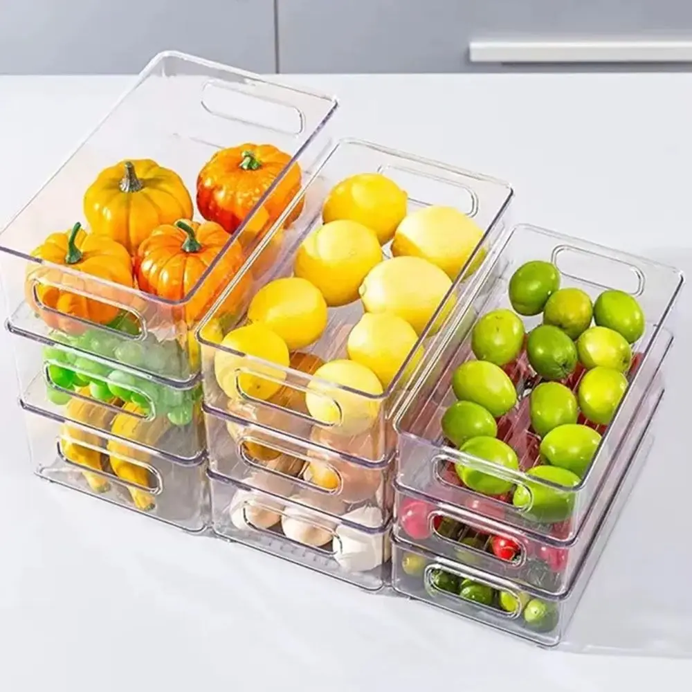1Pcs Fruit Food Jars Book Cosmetic Jewelry Fridge Storage Bin Transparent Clear Wide Use Desk Storage Box Table Kitchen Student