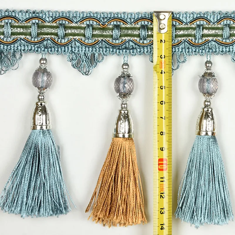 1/3M Two-tone Tassel Lace European Pendant Fringe Trim DIY Sewing Crafts Curtain Accessories Upholstery Cushion Tablecloth Decor