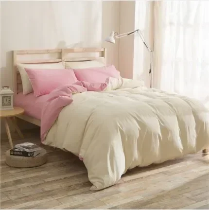 Pure Cotton Solid Color Duvet Cover Set Blue Pink Gray Yellow Quilt Cover Single Double Twin Queen King Pillowcase 180x200cm