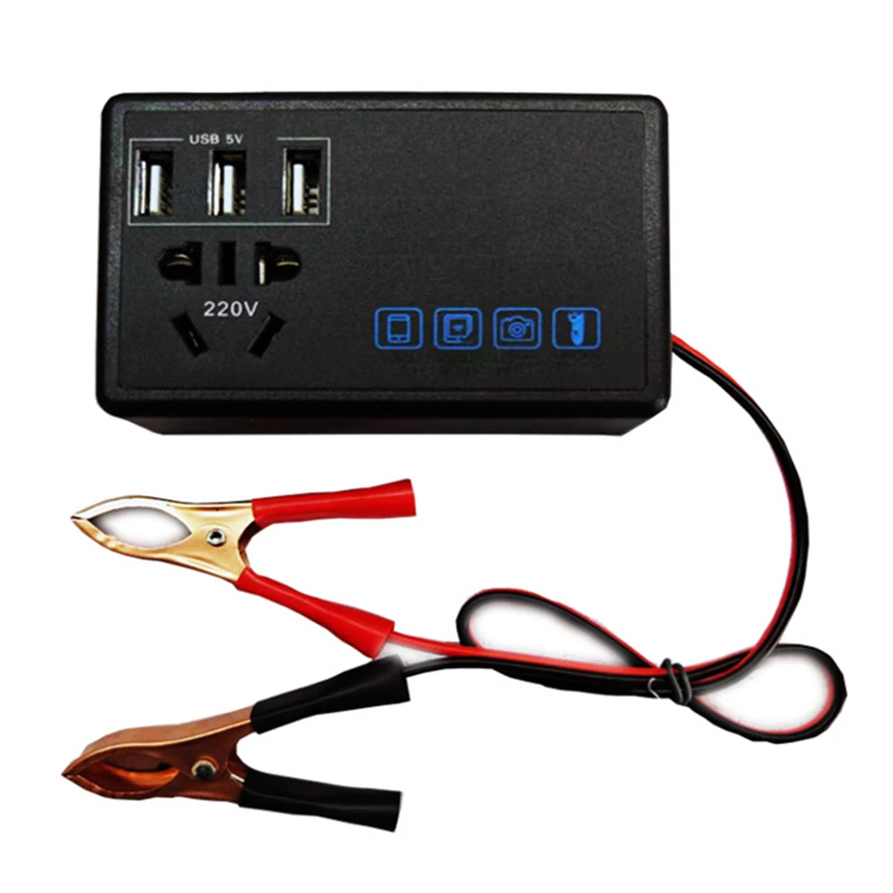 200W Car Power Inverter DC 12V/24V To AC 220V Converter With Dual Power Sockets And USB Ports For Vehicles