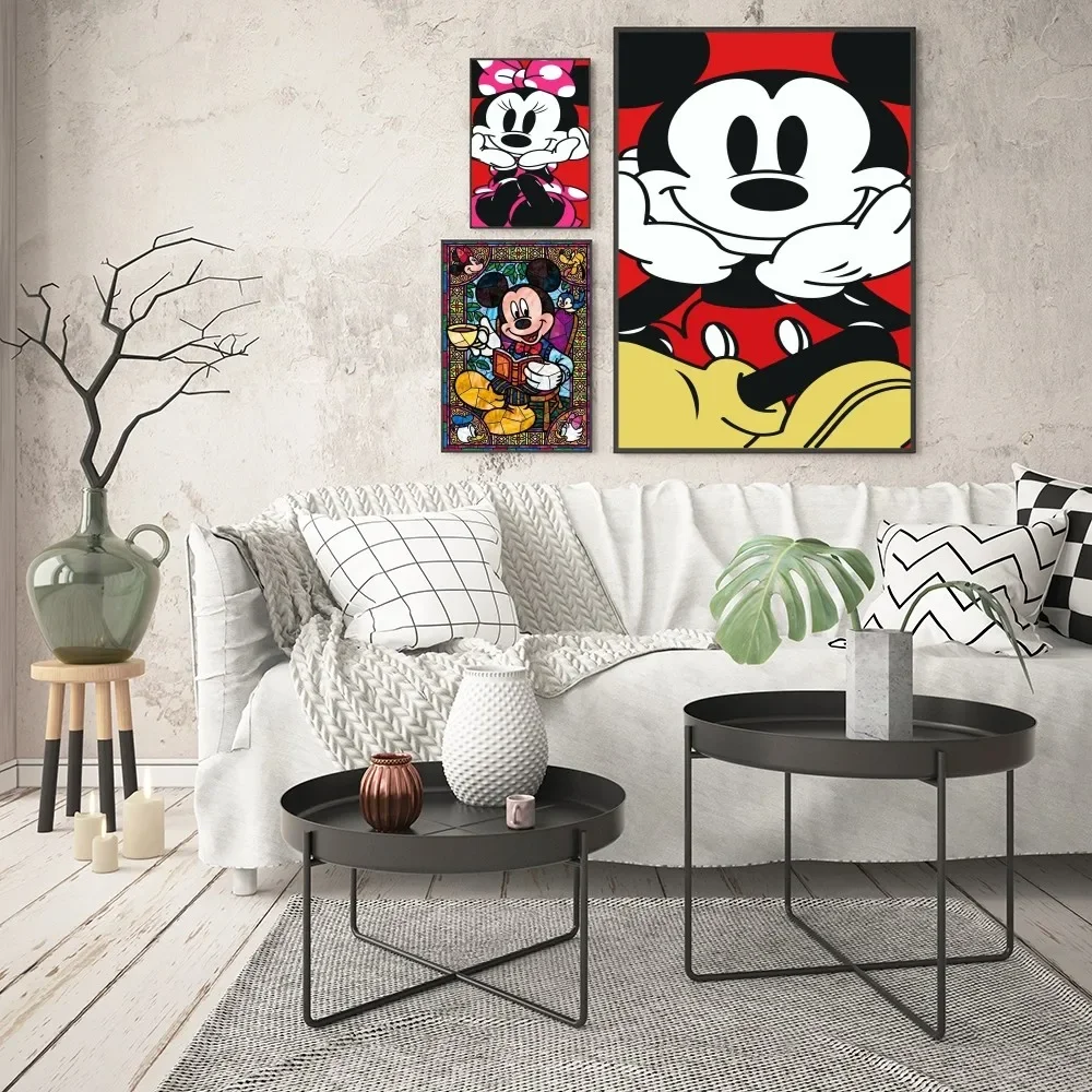 1pc Cartoons Couple Poster Good Quality Prints Vintage Room Mickey Mouse Minnie Home Bar Cafe Decor Aesthetic Art Wall Painting