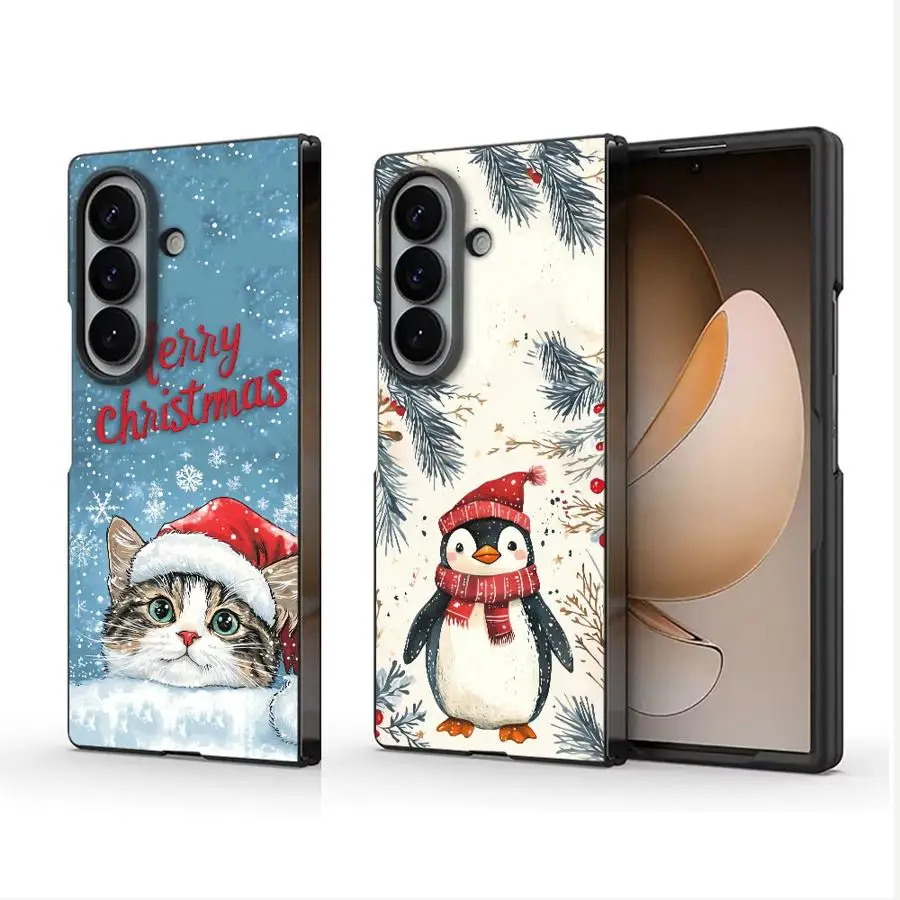 Merry Christmas Cat Reindeer Case for Samsung Galaxy Z Fold 8 Ultra ZFold Z Fold 7 4 ZFold7 5 3 6 ZFold6 Phone Funda