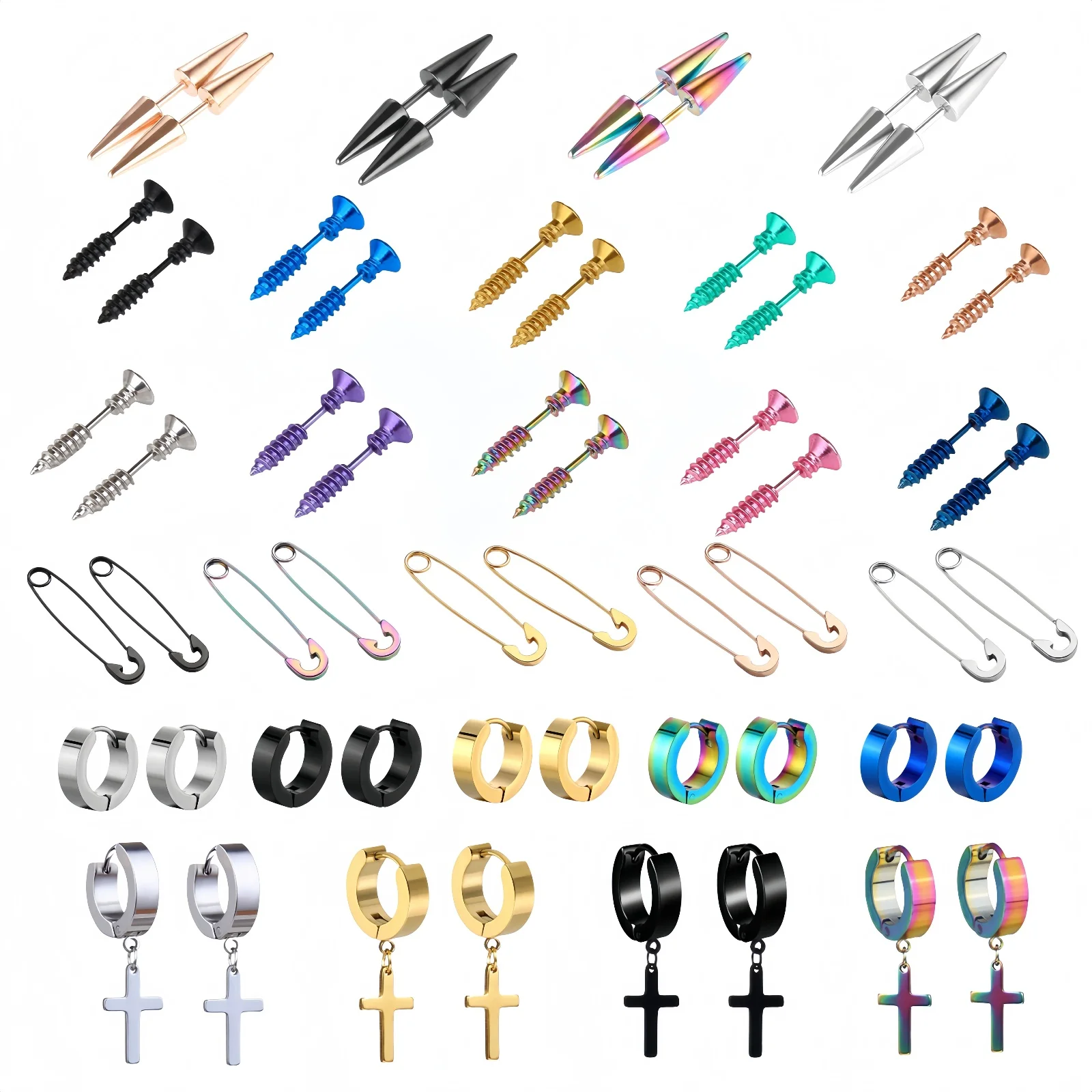 1 Paar coole Gothic-Edelstahl-Ohrstecker für Männer und Frauen, Rock, Punk, Hip-Hop, Pircieng, Schmuck, Dekoration, Geschenke für Freund