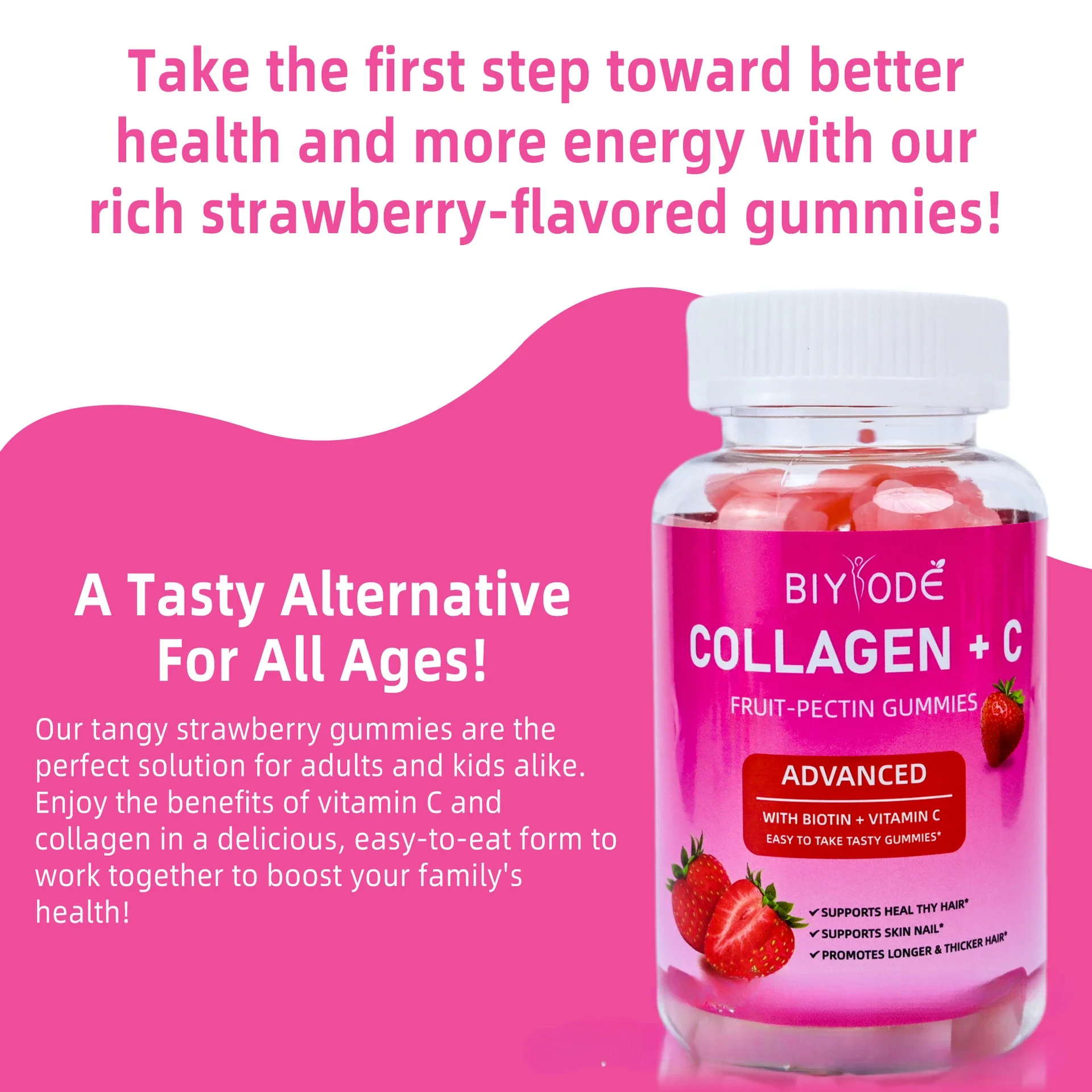 

1 bottle collagen gummies to supplement VC maintain skin elasticity Nutritional health food for the skin