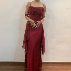 Customized Spaghetti Strap Prom Dresses Solid Color Straight Simple Party Gown Elegant Backless Evening  فساتين للحفلات الراقصة