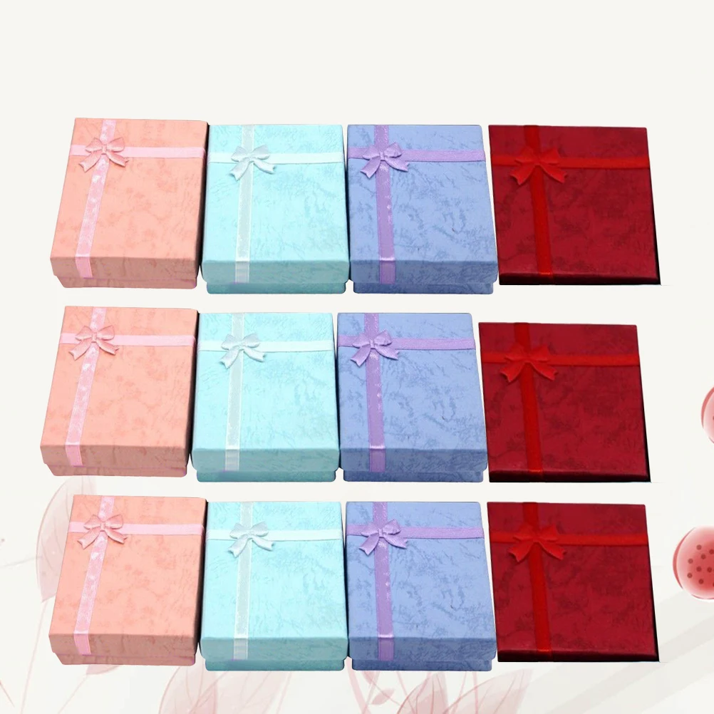 

12 Pcs Jewelry Box Suitable for Necklaces Holder Fine Pink Color Gift Container Packaging