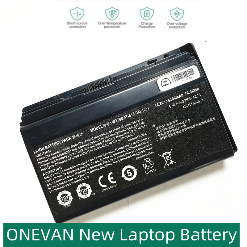 ONEVAN New 14.8V W370BAT-8 Laptop Battery For Clevo W350ET W350ETQ W37ET NP6350 NP6370 A522 A722 6-87-W370S-4271 W370