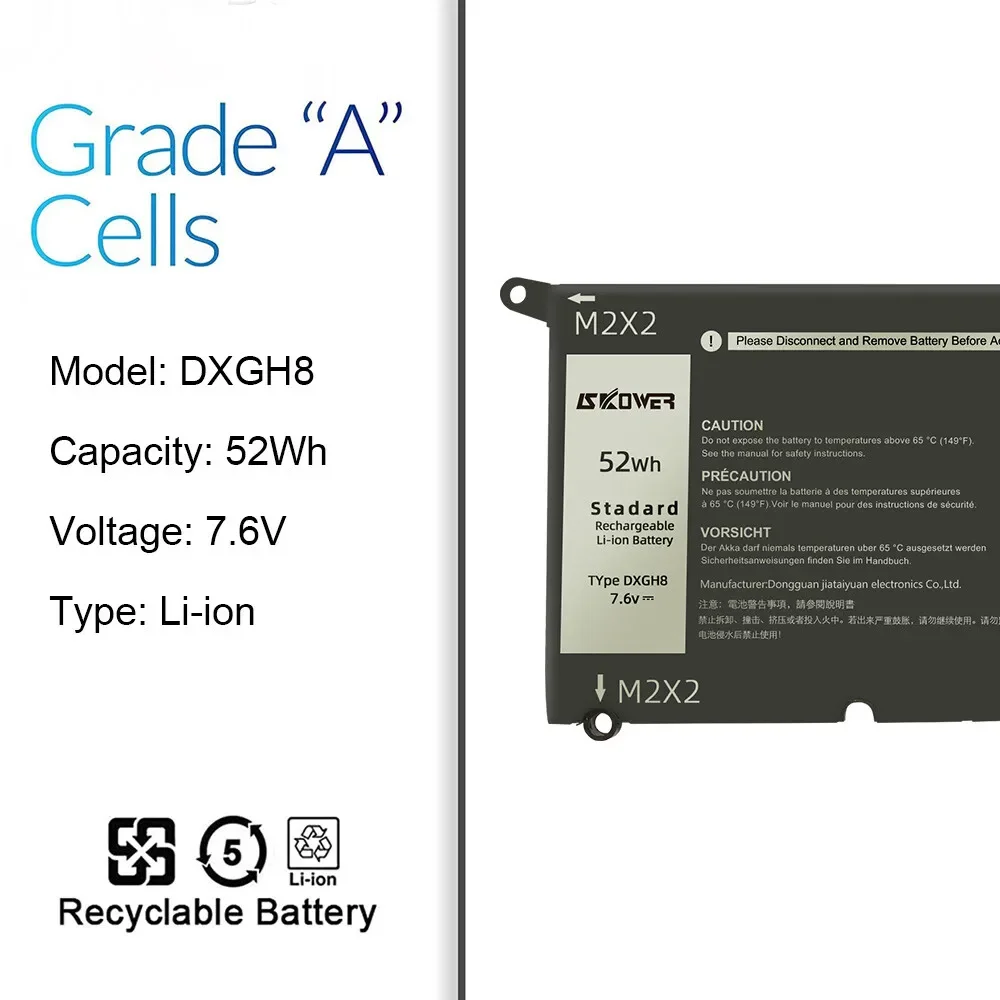 SKOWER DXGH8 Battery for Dell XPS 13 9370 9380 7390 Inspiron 7490 Vostro 5390 5391 HK6N5 Latitude 3301 3311