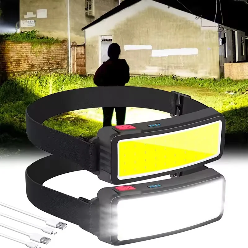 Hot COB LED Headlight Flashlight 3 Modes Light USB Rechargeable Head Lamp Built-in 1200mah Outdoor Hiking Camping Lamp