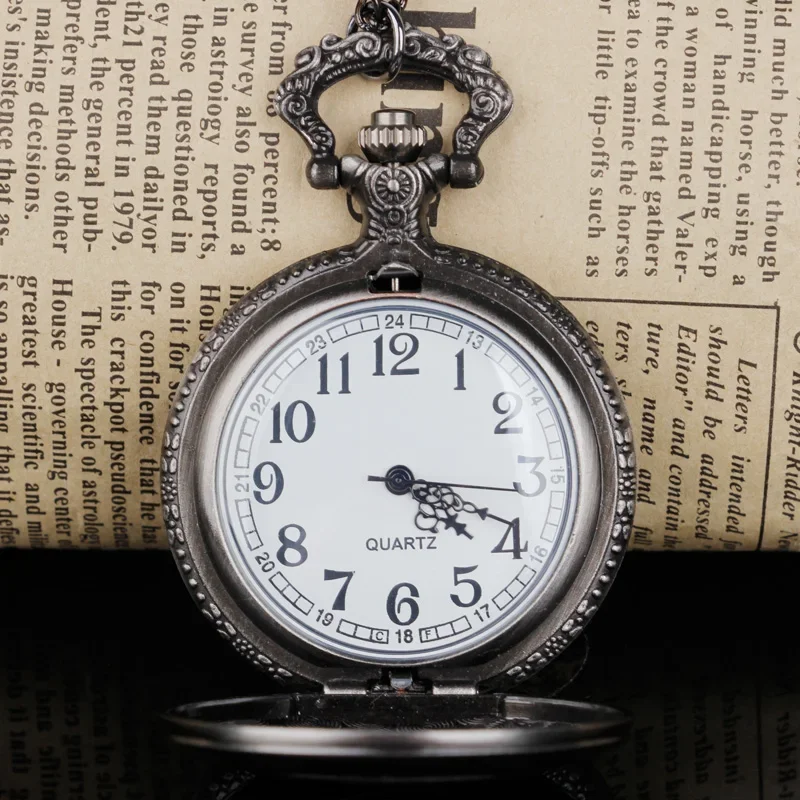 Reloj De Bolsillo Steampunk gris con temática de emblema clásico – Reloj colgante Fob unisex, Relojes De Bolsillo