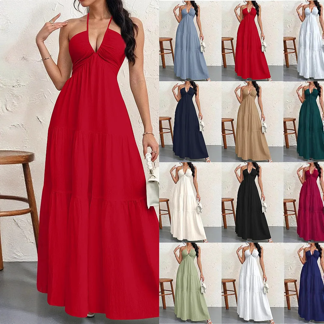 Sexy Backless Tie Front Dresses Spring Summer Bodycon Midi Dress Sling Jumpsuit Playsuit